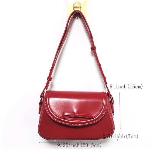 Image of Red Shoulder Bag Y2k Purse for Women Trendy Leather Handbag 90s Clutch Purse Top Handle Satchel