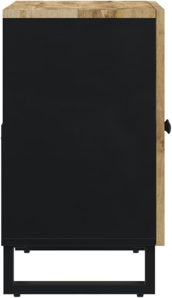 Solid Mango Wood Sink Cabinet Medium Size Bathroom Vanity Combo with Two Compartments Rustic Natural Finish Indoor Bathroom Furniture Set