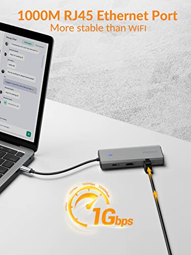 Laptop Docking Station, iDsonix 8 in 1 USB C Docking Station with HDMI 4K@60Hz, PD 100W, Gigabit Ethernet, 3 USB Ports, SD/TF - Image 4