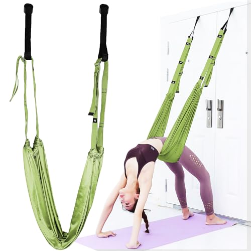 Leg Stretcher Strap Adjustable Fitness Band for Waist Trainer Stretching Door Swing Flexibility Tensile Trainer with Carrying Pouch for Yoga Practitioner Ballet Dancer Gymnastics Exercises (Green)