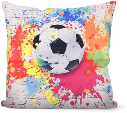 Soccer Pillow Case Standard Size Sports Pillow Case Covers 18x18 Soccer Fan Gifts for Men Game Day Home Decor Pillows Slipcovers for Couch Sports Competition Throw Pillows Sport Decorations for Party image 5