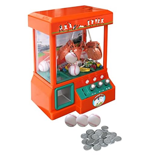 Kovot Mini Arcade Claw Grabber Machine - Candy Machine for Kids- Retro Carnival Music - Best Birthday Gift Game. Use Candy, Gumballs, Toys, or Small Prizes - includes 3 Baseballs