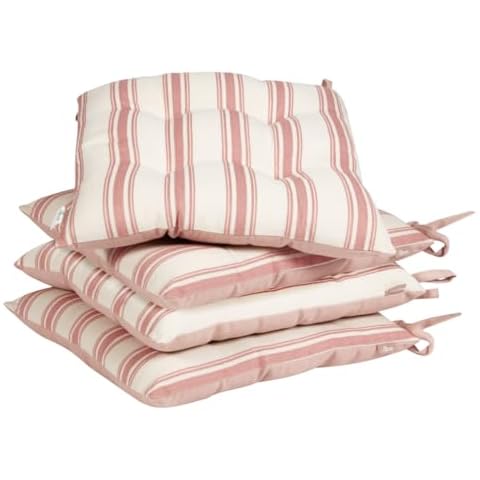 Set of 4 Vintage Pink Striped Chair Cushions Cover