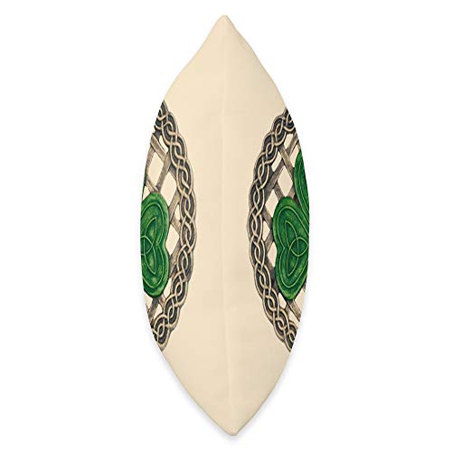 Atteestude 8QBB4X29CV6US_18X18 Green Shamrock, Celtic Knots With Beige Background Throw Pillow thumb #1
