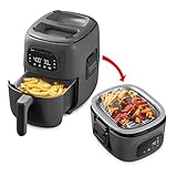 Dash Flip & Fryβ’ Digital 2-in-1 Grill + Air Fryer with 5 functions, 3 Qt Capacity, Air fryer & Indoor Grill for fries, wings, burgers and more - Forged Iron