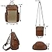 UTO Women Backpack Purse PU Washed Leather Ladies Rucksack Detachable Crossbody Shoulder Bag B Brown