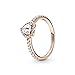 PANDORA Sparkling Elevated Heart Ring - Rose Gold Ring for Women - Layering or Stackable Ring - Gift for Her 14k Rose with Cubic Zirconia - Size 4.5 - With Gift Box