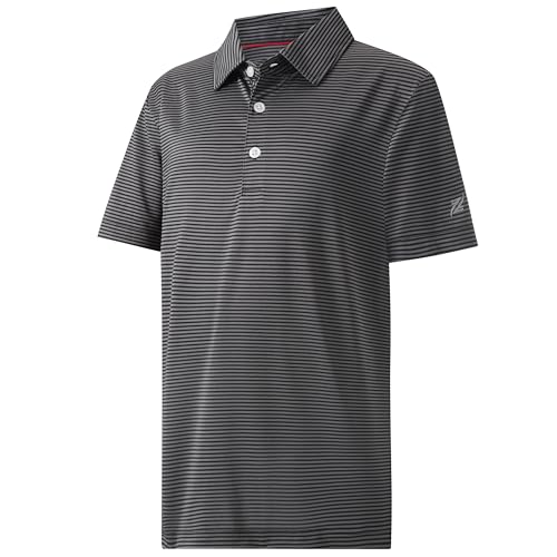 Image of Boys Polo Shirts Short Sleeve Striped Performance Moisture Wicking Dry Fit Golf Shirts for Boys Youth Kids