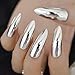 CoolNail Metallic Mirror Extra Long Stilettos Sharp False Nail Metal Silver Fake Nails Acrylic Artificial Stiletto Nail Art Fuax Ongles