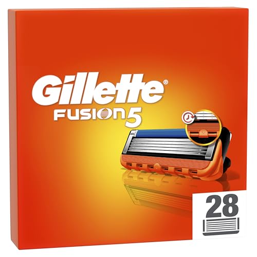 Gillette Lamette Fusion 5, 28 Lamette per Rasoio Barba Uomo, Multicolore