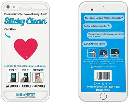 Pristine Screens Microfiber Screen Cleaner Sticker - Pink Heart Shape Design