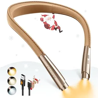 enclize LED Neck Reading Light, Book Light for Reading in Bed, Hands Free, 3 Brightness Levels, Lightweight Comfortable Design, Bendable Arms, Rechargeable, Long Lasting, Perfect for Knitting,Crafting