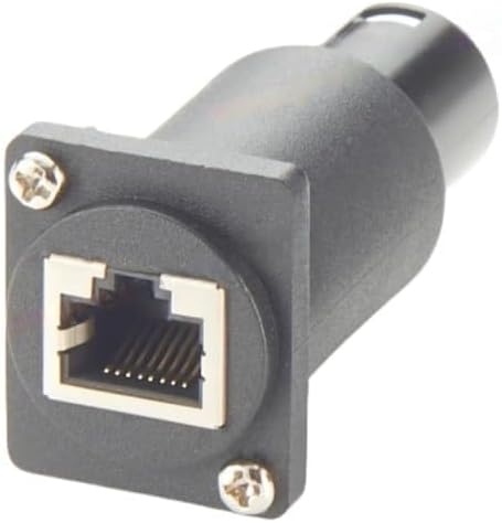 D-Type DMX512 XLR 3-pin Male to RJ45 Female Converter CAT5e Ethernet Flange Chassis Panel Mount Straight-Through Adapter