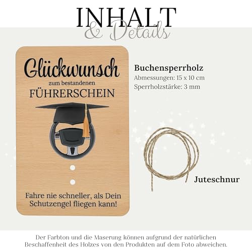 ZUKLA Verpackung für Geldgeschenke Führerschein Geschenk - Holz - 15 x 10 cm - Geldgeschenk Verpackung Holz - Führerschein Gutschein