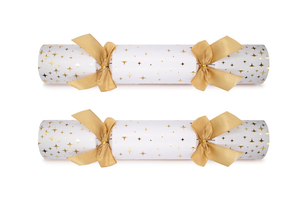 Celebration Crackers Golden Sky Catering Pack – 36 Bulk Pack of 13 Inch Premium Eco Friendly Christmas Crackers with Hats Jokes & Metal Gifts