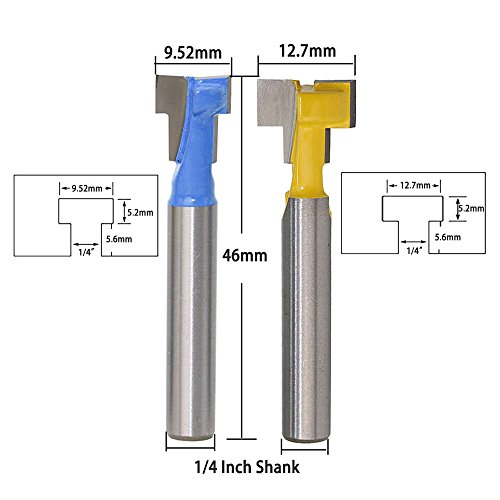 Yakamoz 1/4" Shank T-Slot Cutter Router Bit Steel Handle 3/8" & 1/2" Length Woodworking Cutters For Power Tools #TOP2