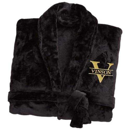 Personalization Universe Lavish Last Name Embroidered Fleece Robe...
