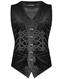 Cuello Estilo: sin Cuello Devil Fashion Gótico para Hombre Chaleco Negro Motivo Cachemira Terciopelo Steampunk Regency - Negro, XL