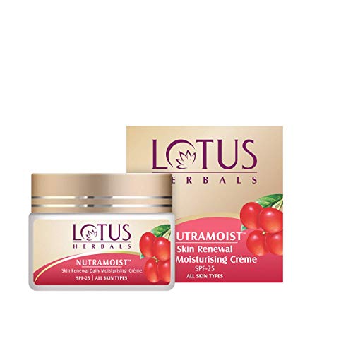 Lotus Herbals Nutramoist Skin Renewal Daily Moisturising Face Cream SPF 25 | Light Weight and Non Greasy| For All Skin Types|Enhances Skin Softness and Suppleness|For women and Men| 50g