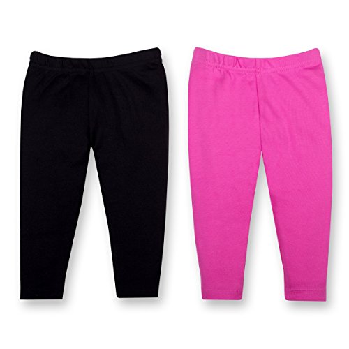 Lamaze Organic Baby Baby Girls Pull On 2 Pack Leggings, Black/Pink, 12 Months