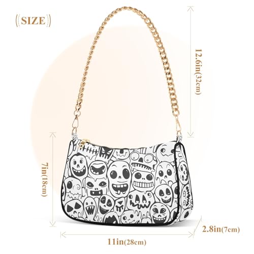 Clutch Shoulder Bags Tote Evening Purse Handbags for Women Doodle Painting Hobo Bags with Zipper Closure3