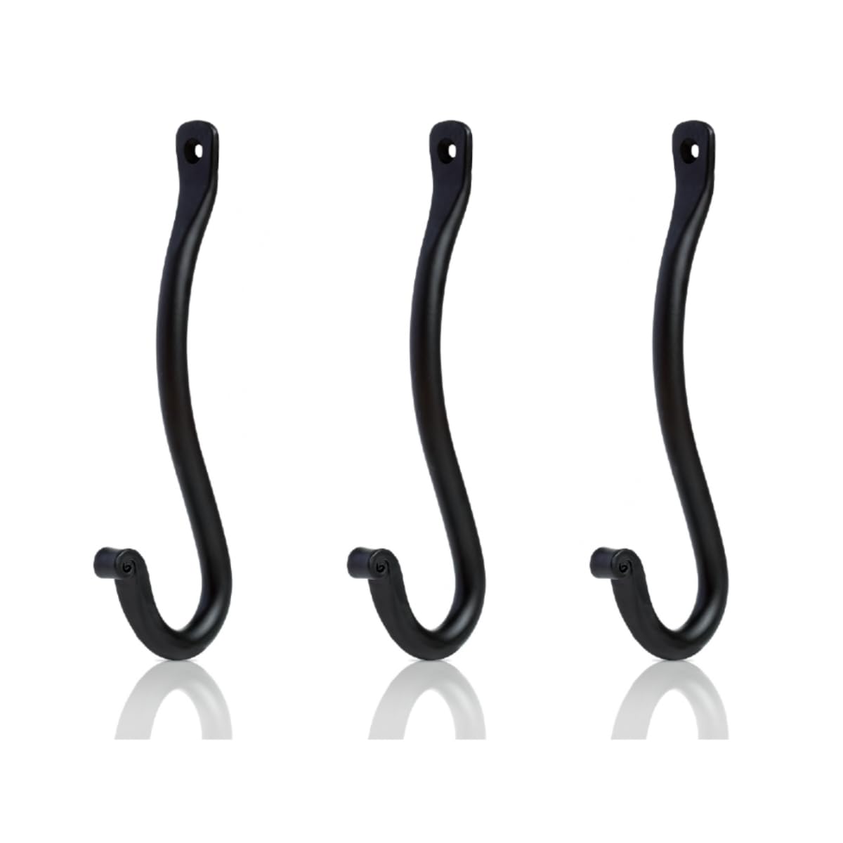 Fayesia Black Hooks - Smith Handcrafted Decorative Wall Mounted Coat Hooks For Hanging Coats, Towels, Bags, Keys And More - Screws Included - Set Of 3 (Large)