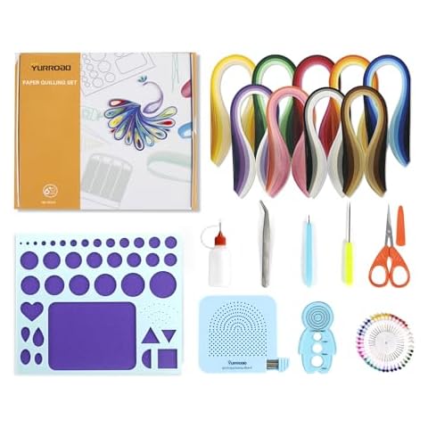 YURROAD 5MM Paper Quilling Kit Quilling Paper and Tools Set with Quilling Slotted Pen Quilling Template Board Quilling Comb Quilling Curling Coach Cover