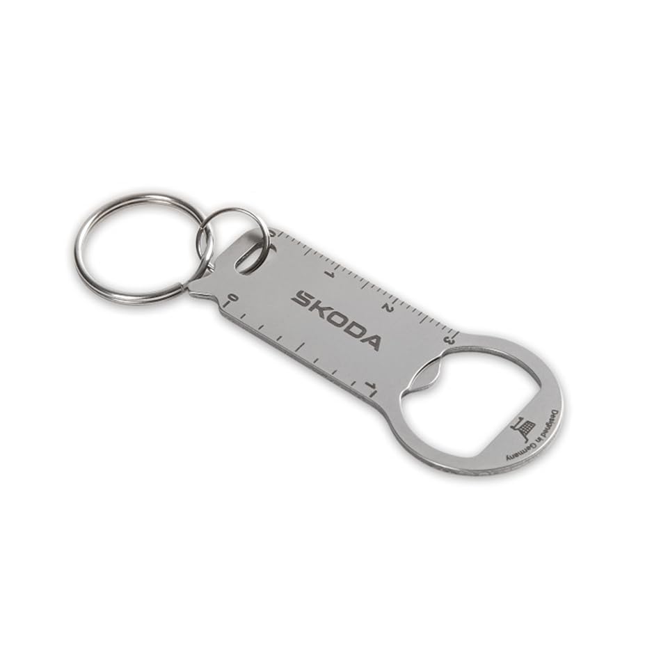 Skoda 6U0087013 Porte-clés en métal avec décapsuleur pour chariot de courses, gris, Taille unique, Contemporain
