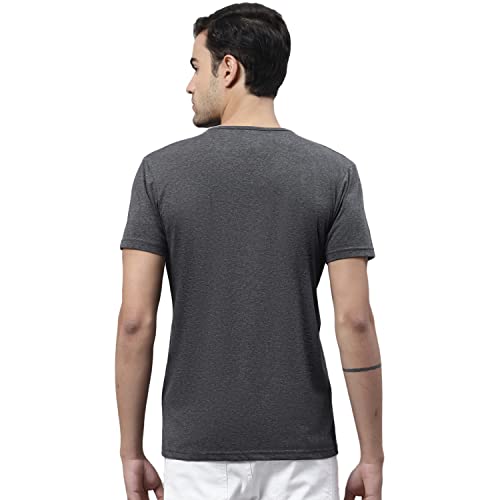 Image of Mack Jonney Men Round Neck Cotton Solid Regular Fit T-Shirt-T Anthraa 01-P