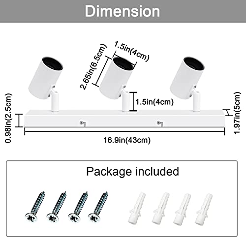 Plafonnier LED 3 spots orientables blanc E27 éclairage cuisine - 5