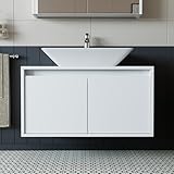 Roomart • Muebles de baño • Atlantic • Lavabo de cerámica con armario inferior de 65 cm, 85 cm, 100 cm, • Blanco - roble • roble antracita • Blanco (blanco, 85 cm)