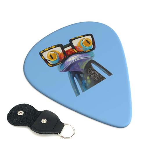 抽象絵画 カエル プラスチックピック かわいい漫画エレキギターピック 初心者 トライアングル ピック 6枚セット 0.71mm