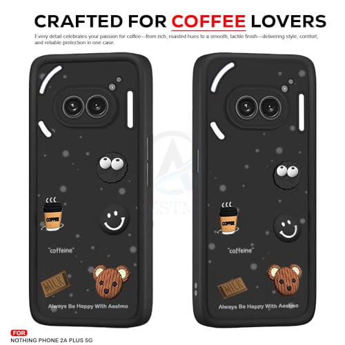 Image of AESTMO Back Case Cover for Nothing Phone 2A / 2A Plus | Cute Fun Cartoon 3D Ball | Coffee Silicone Case | Full Body Protection | Camera Protection Back Cover for Nothing Phone 2A / 2A Plus (Black)
