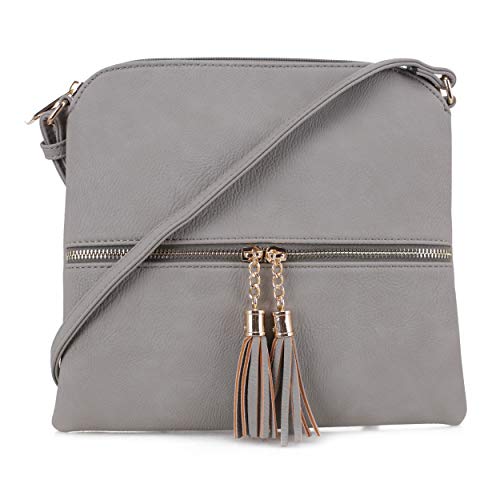 Image of SG SUGU Lightweight Medium Crossbody Bag Shoulder Bag with Tassel and Zipper Pocket