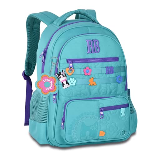 Mochila de Costas Rebecca Bonbon Flower Power RB26231 Grande Soft Juvenil Bolso Antifurto (Verde)