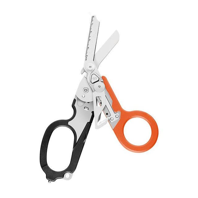 6 In1 Multifunction Scissors Outdoor Tool Camping Equipment (Black Orange)