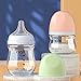 yanyoyo Natural Glass Baby Bottle Wide Neck, Anti-Colic Baby Bottle, Clear, 5.4oz(Pack of 2), Includes 2Pcs Natural Response Nipple(S), 1 Months+