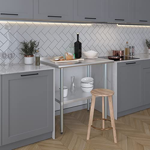 Image of AmGood Stainless Steel Work Table with 1.5 inch Backsplash | Metal Kitchen Food Prep Table | NSF (36 inch Long x 24 inch Deep)
