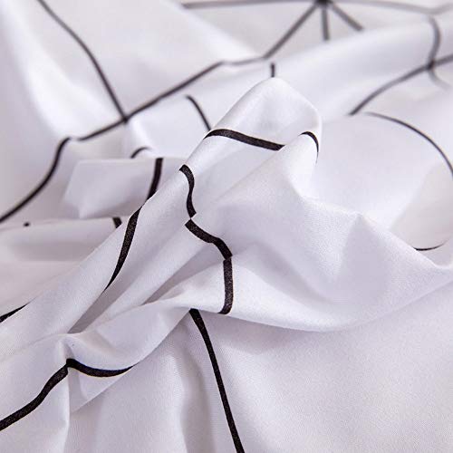 Housse de couette rayée et géométrique noire blanche en textile souple