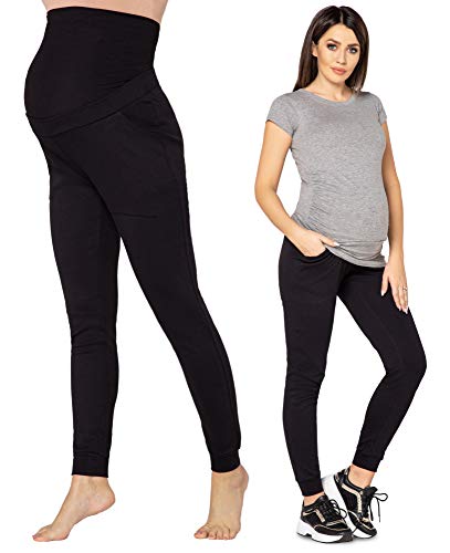Purpless Maternity Comfortable Pregnancy Under and Over Bump Trousers 1321 (6, Black)