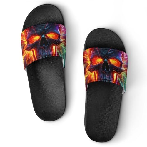 Cool Colorful Skull House Sandals Non-Slip Bathroom Slippers Beach Summer Shoes for Men Women