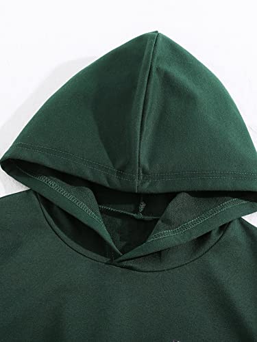 Shenhe Girl's Cute Butterfly Print Crop Hoodies Long Sleeve Pullover Sweatshirt Crop Top Dark Green 150 #TOP2