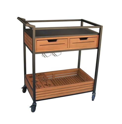 METRO Professional Servierwagen Modano, FSC-Eucalyptus Holz/Aluminium, 51 x 87 x 99 cm, braun/schwarz