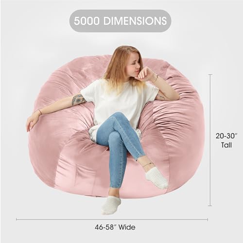 HABUTWAY Bean Bag Chair: Giant 5' Memory Foam Furniture Bean Bag Chairs for Adults with Microfiber Cover 5Ft (Pink)