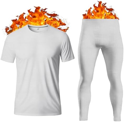 Men's Thermal Underwear Set Base Layer - Short Sleeve T-Shirt/Vest/Top and Long Johns For Men Ultra Soft Warm Underwear Man Body Warmer Size S-XXL