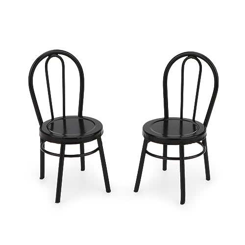 2Pcs Miniature Bistro Chair 1:12 Scale Furniture Miniature Metal Chairs Dollhouse Soldier Accessories Model Artificial Home Iron Dinning Chair Fairy Garden Building Scene Ornaments (Black)