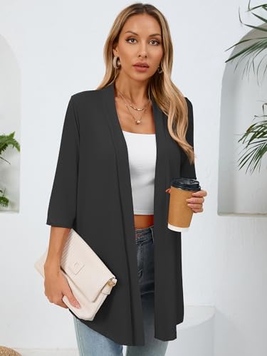 Image of Women's Lightweight Open Front Cardigans Casual Soft Drape Spring Summer Fall Cardigan S-3XL