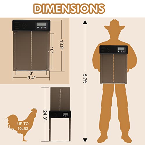 Pliwier Automatic Chicken Coop Door, Remote Control, Opener With Timer, Battery Powered Lcd Screen, Evening And Morning Delay, Aluminum Chicken Coop Door For Poultry #TOP1