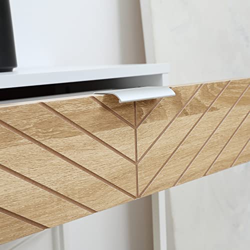 Console industrielle 2 tiroirs chêne chevrons HOMCOM