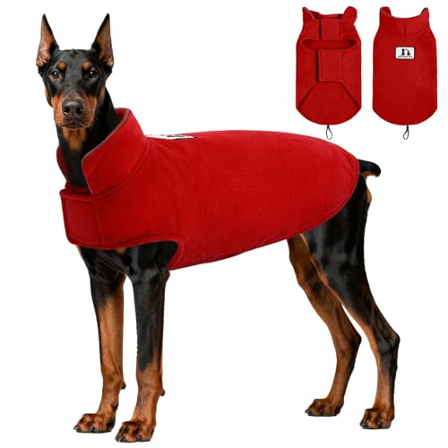 DENTRUN Reversible Dog Winter Coat, Windproof Polar Fleece Reflective Vest